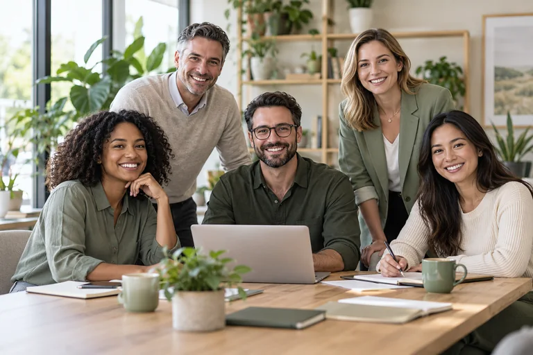 Diverse colleagues together in a welcoming workplace